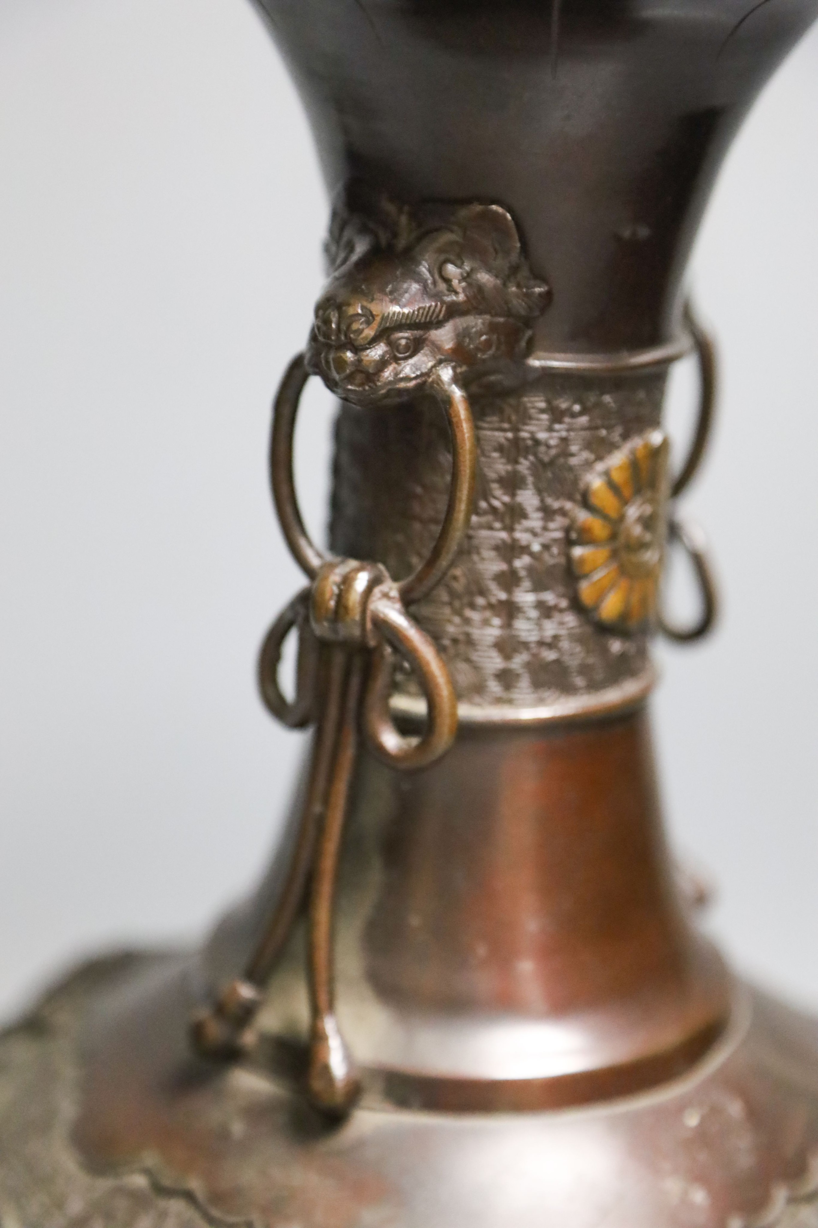 A Japanese bronze vase, Meiji period 31cm